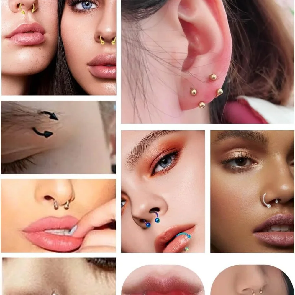 36PCS Stainless Steel Horseshoe Nose Septum Rings Variety Pack for Men Women - Picture 4 of 7